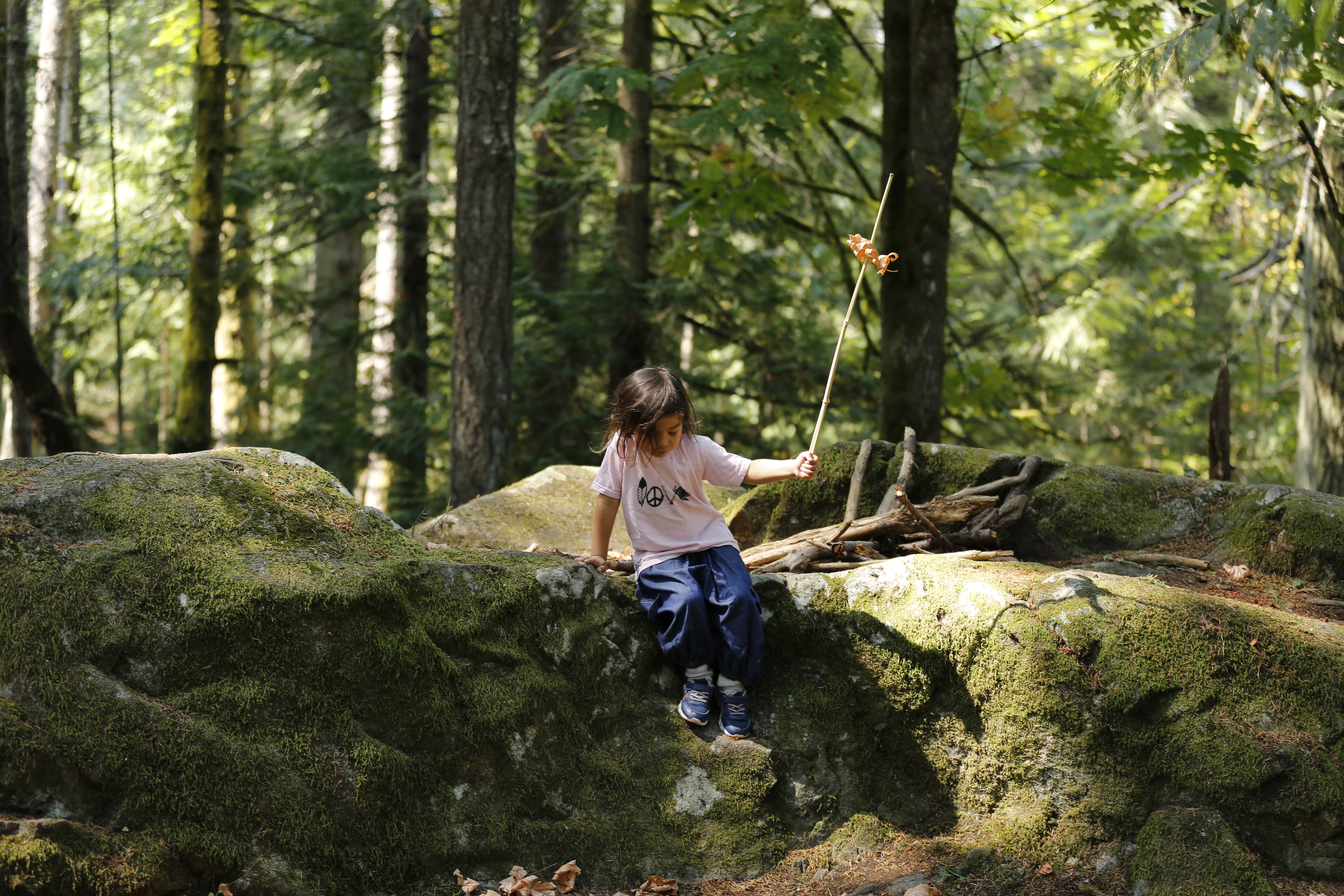 Portrait photography — child in mossy forest